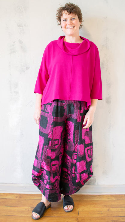Cowl Neck Top in Fuchsia