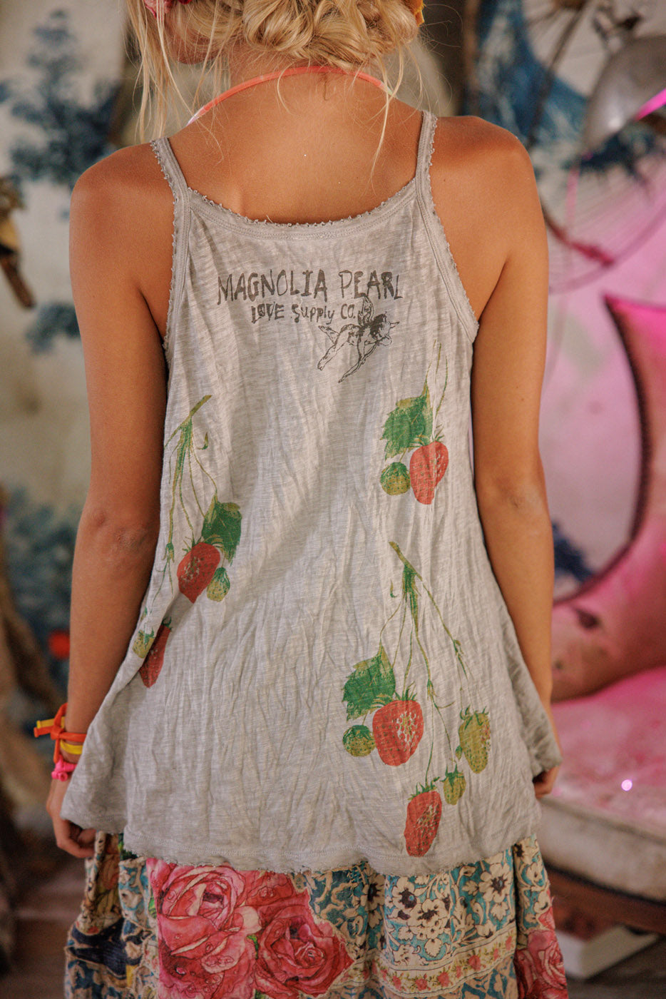 Strawberry Lana Tank in Pebble