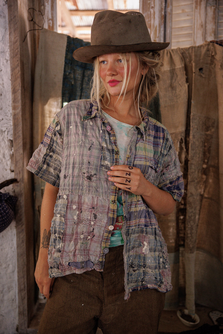 YD Patchwork Perletta Shirt in Madras Rainbow