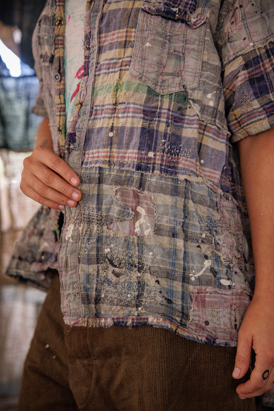 YD Patchwork Perletta Shirt in Madras Rainbow