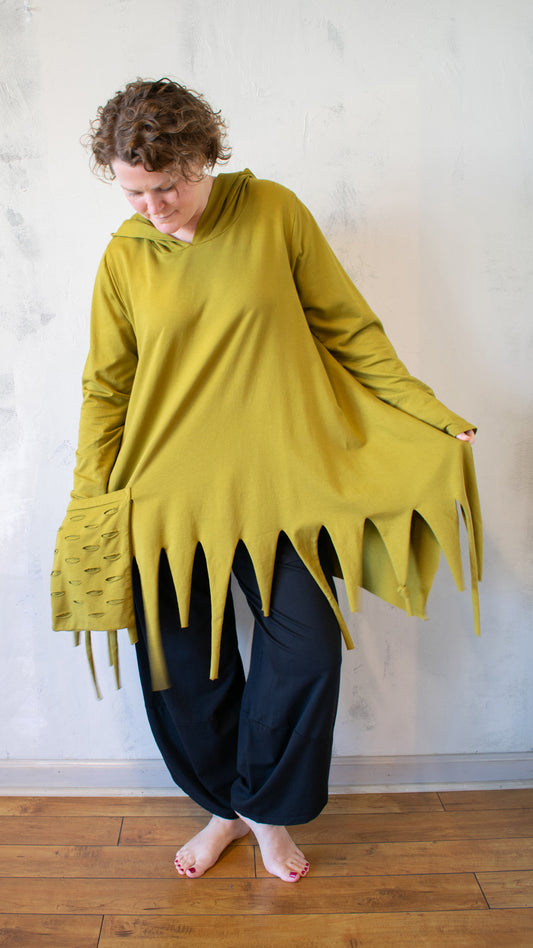 Transparente Fringe Hooded Tunic