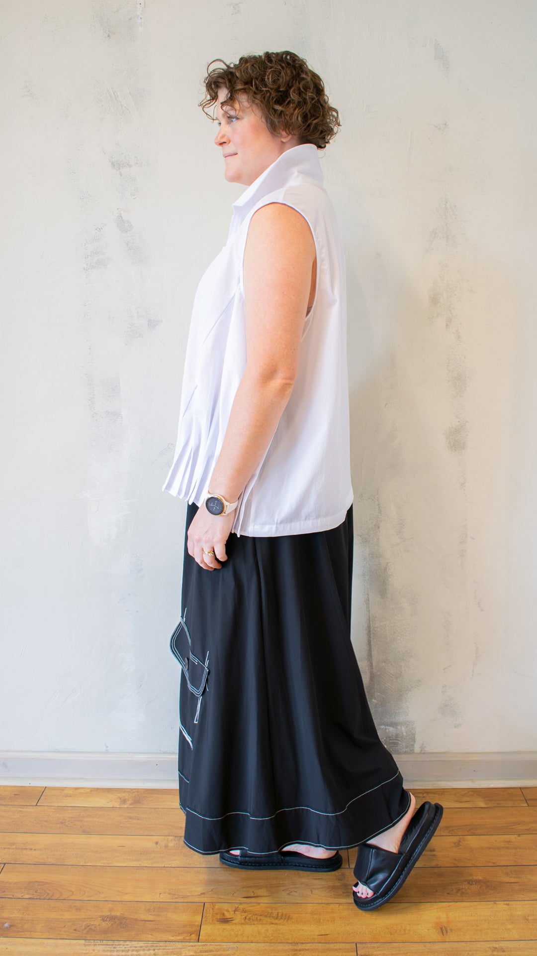Pleated White Vest