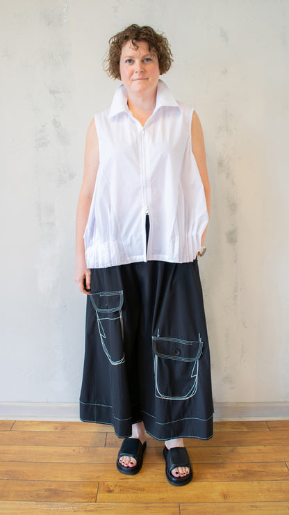 Pleated White Vest
