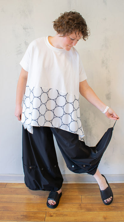 Button and Drawstring Hem Pant (Multiple Colors)