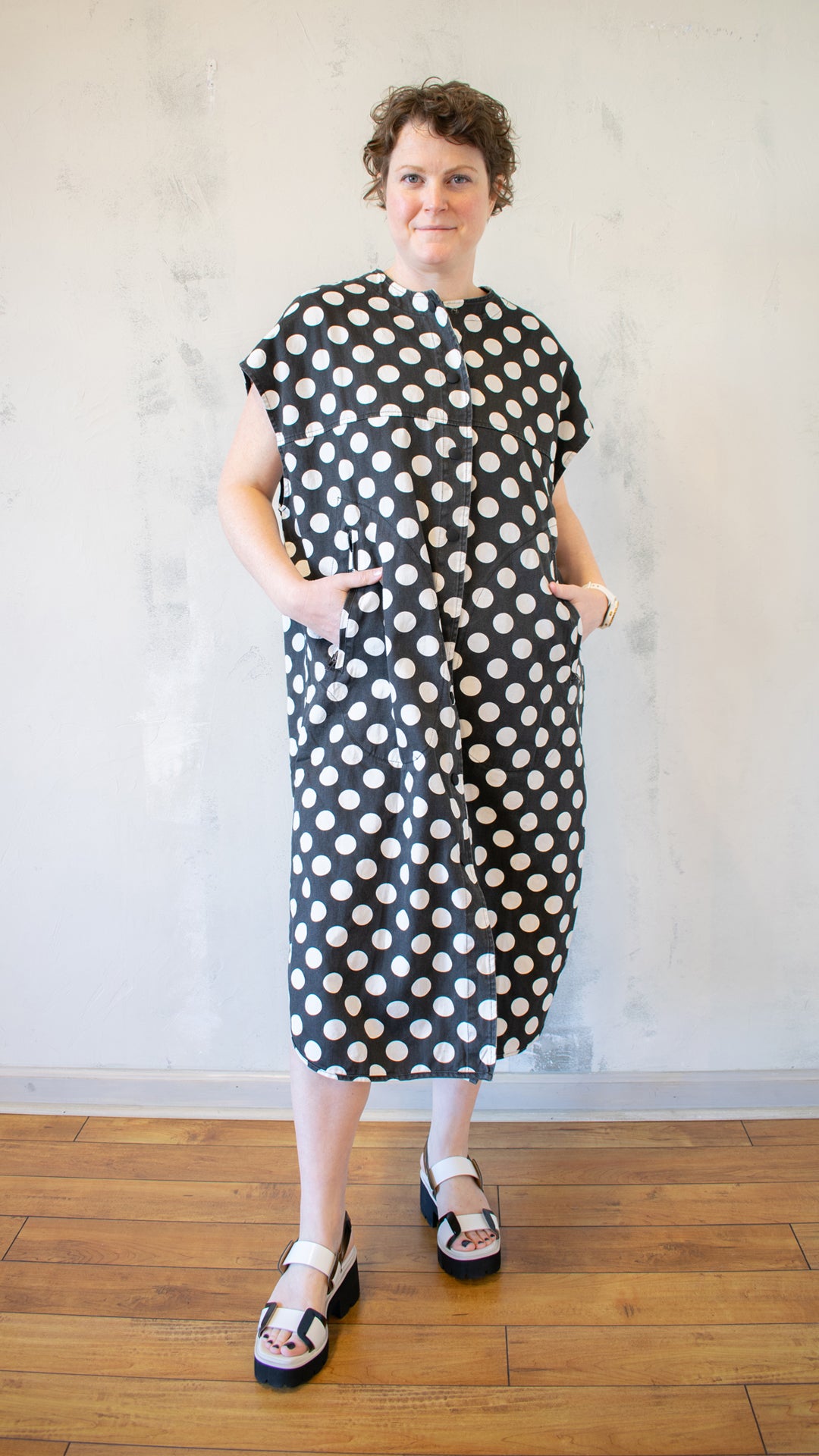 Denim Dot Duster Dress