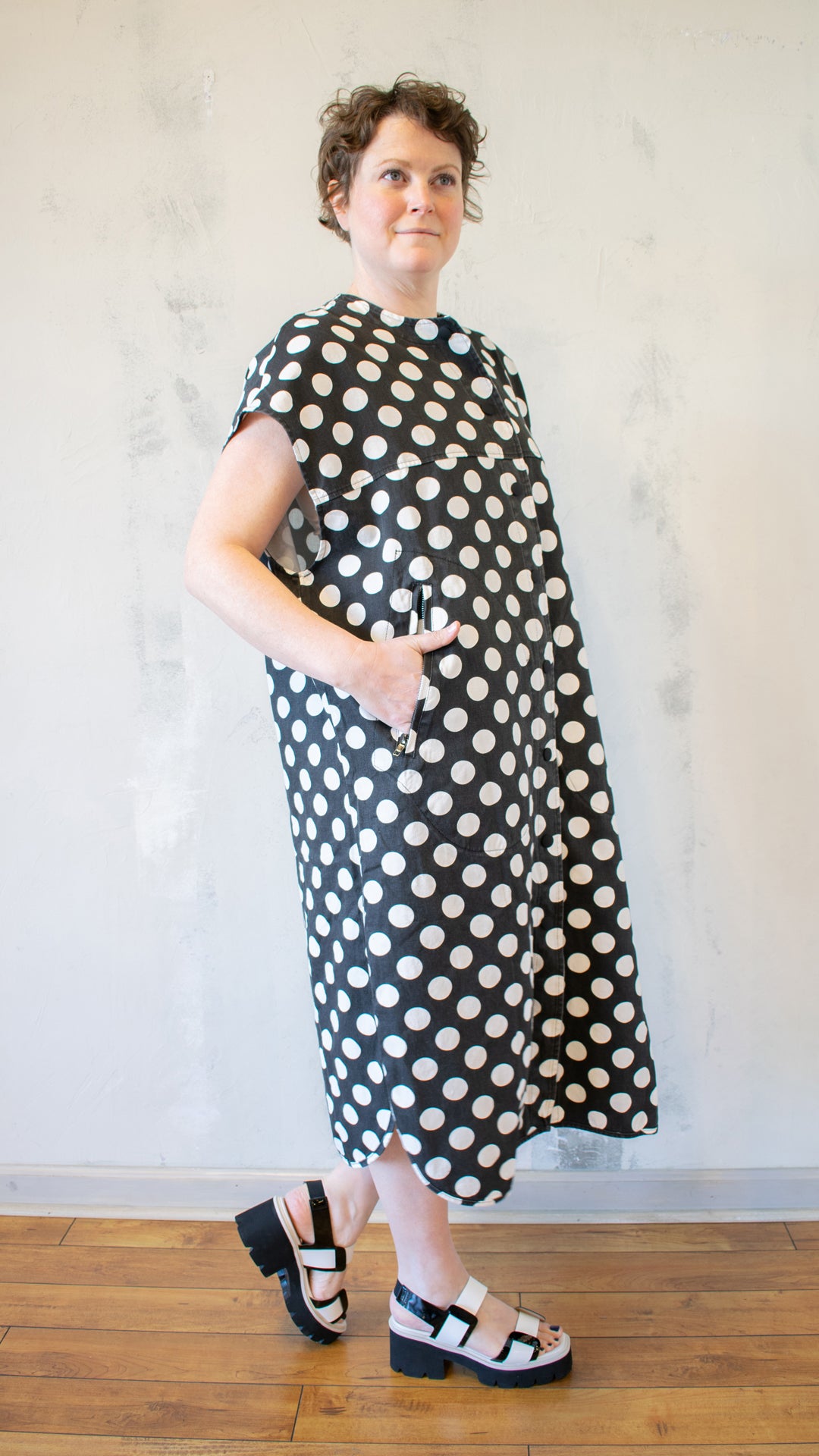 Denim Dot Duster Dress