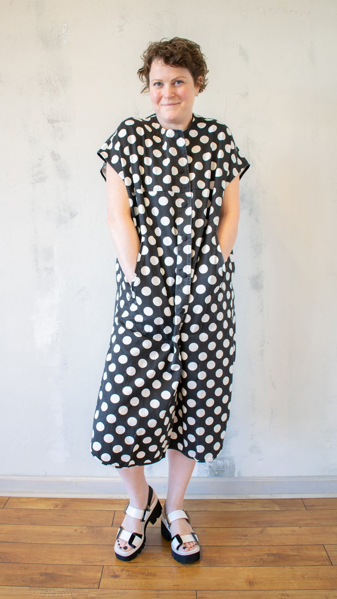 Denim Dot Duster Dress