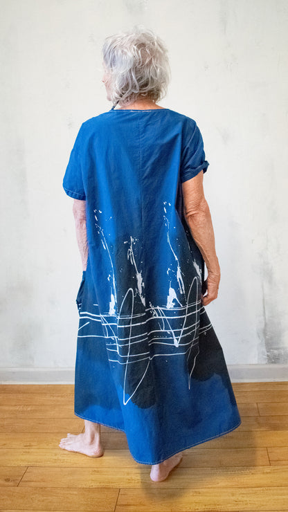 Graphite and Smudge Dress in Blue