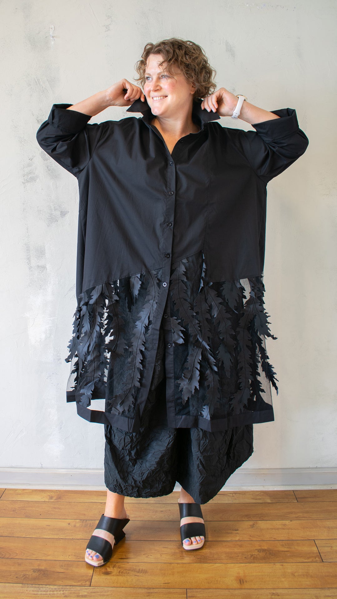 Sheer Botanical Shirt Dress (Multiple Colors)