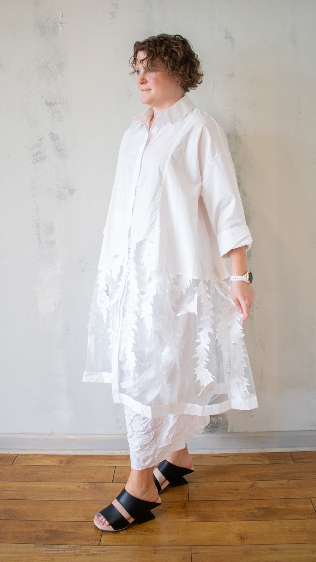Sheer Botanical Shirt Dress (Multiple Colors)