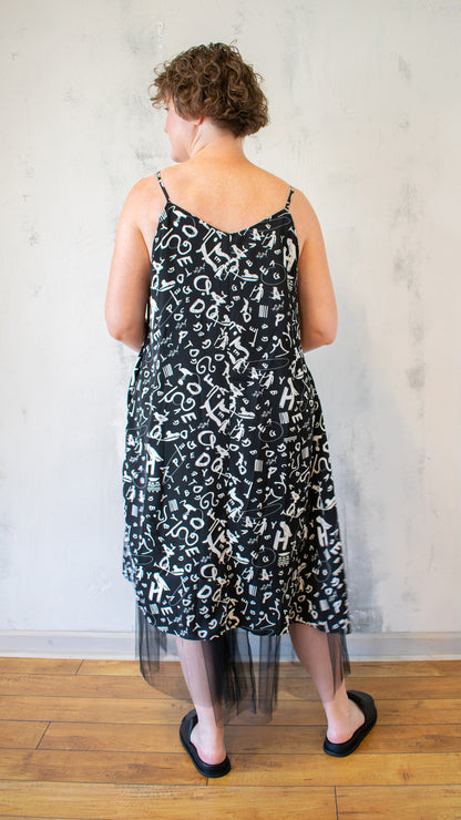Print Dress with Tulle Lining
