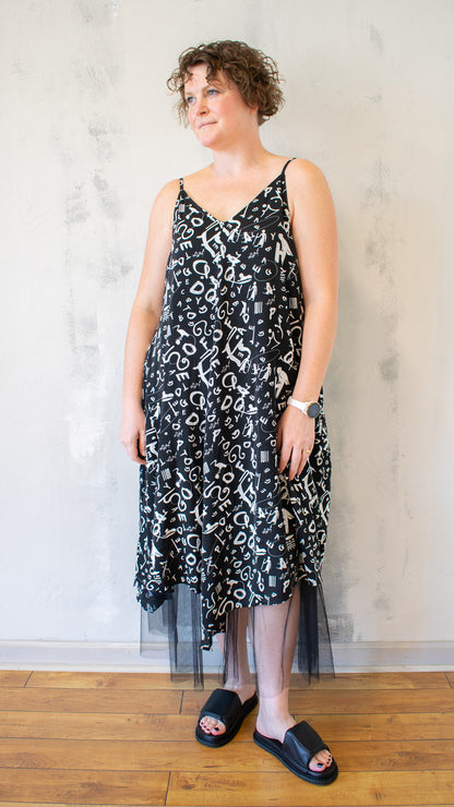 Print Dress with Tulle Lining