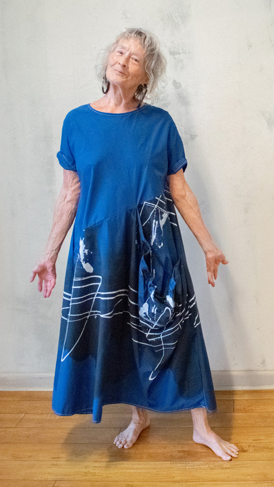 Graphite and Smudge Dress in Blue