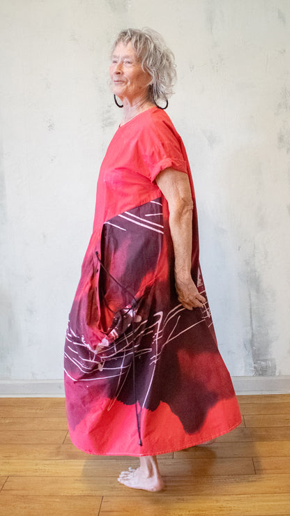 Graphite and Smudge Dress in Red