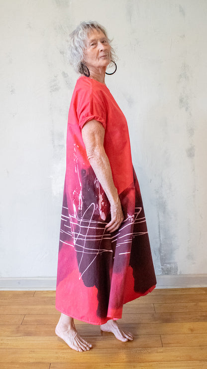 Graphite and Smudge Dress in Red