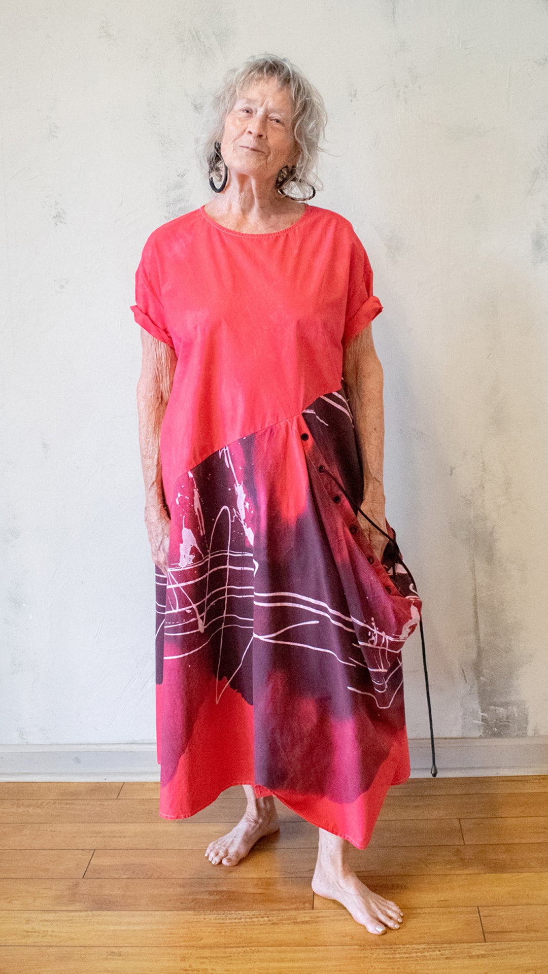 Graphite and Smudge Dress in Red