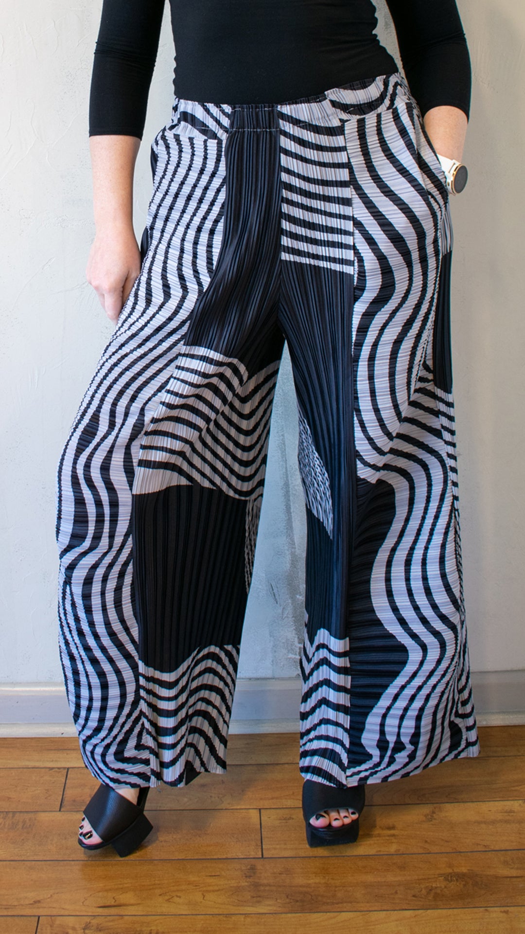 Permanent Pleat Black and Grey Pant