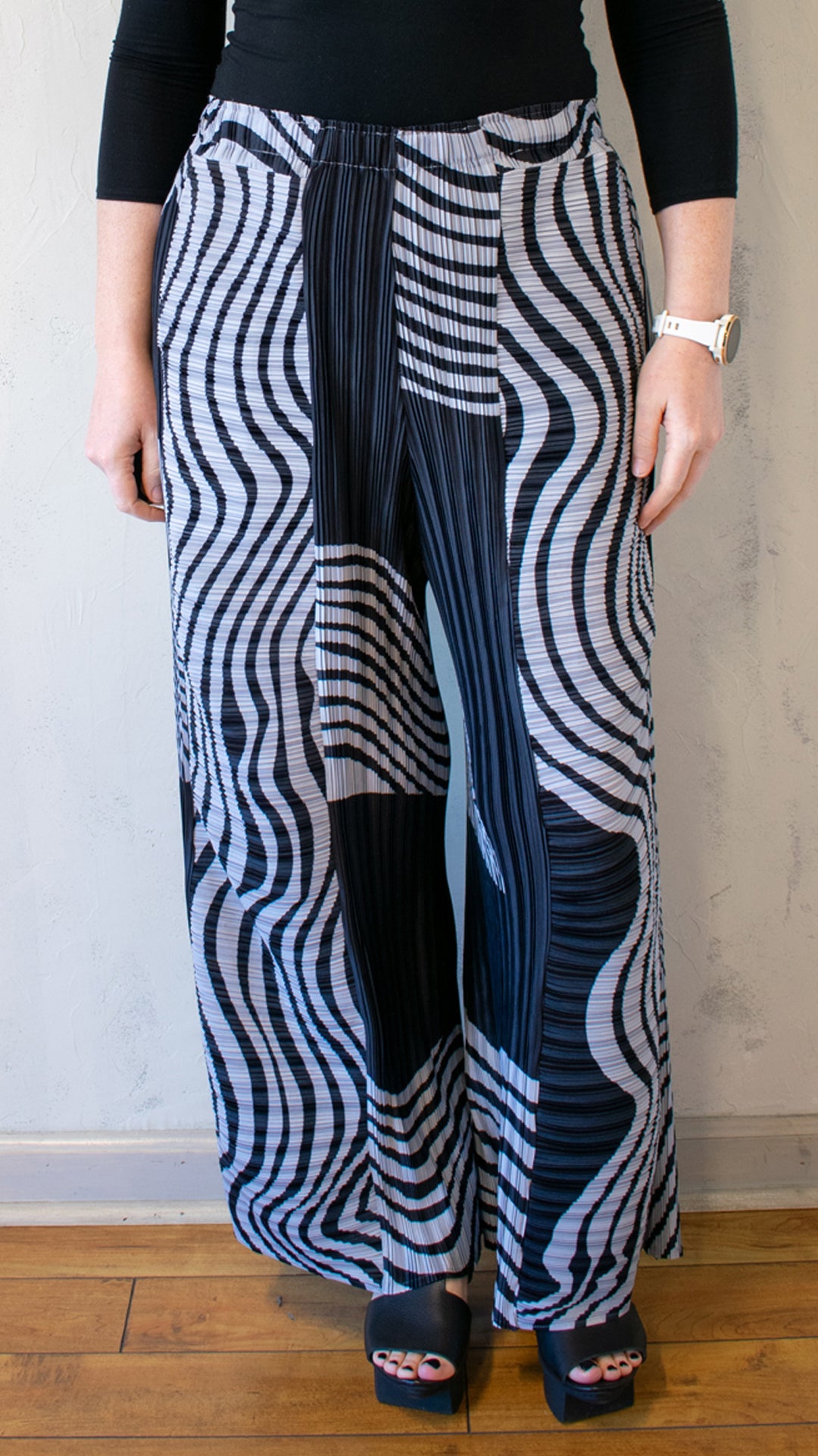 Permanent Pleat Black and Grey Pant