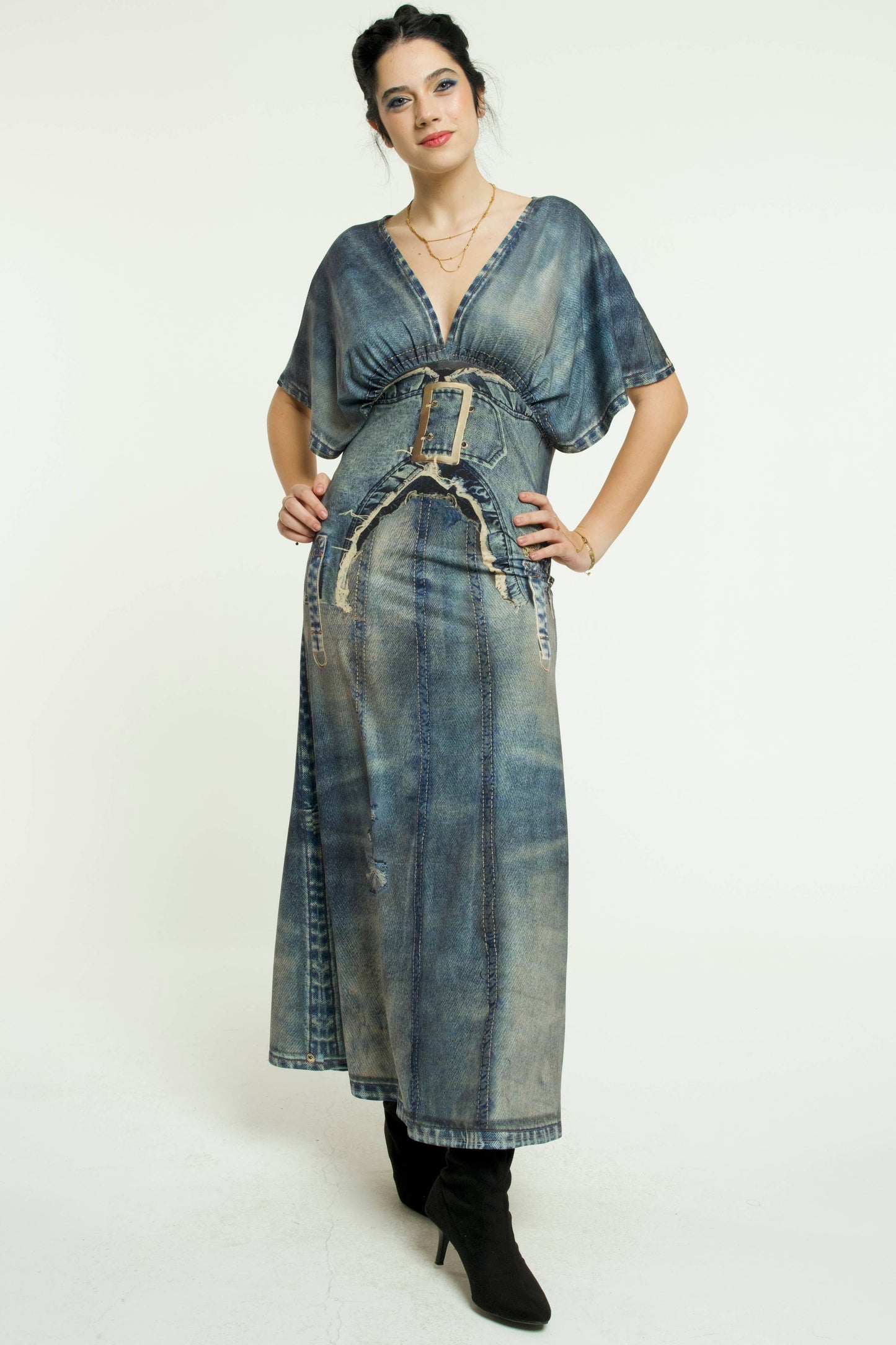 Jeanious Trompe L’Oeil Kimono Dress