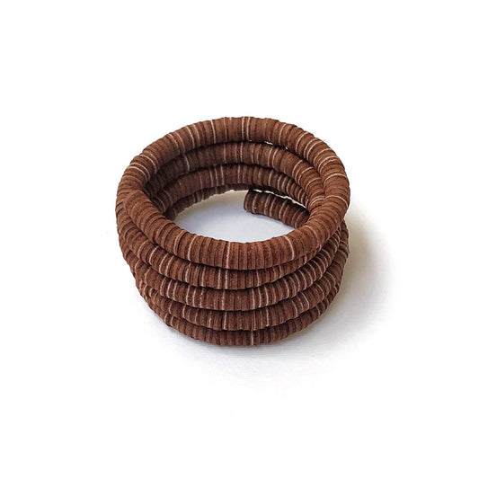 Continuous Coil Leather Cuff Bracelet in Brown