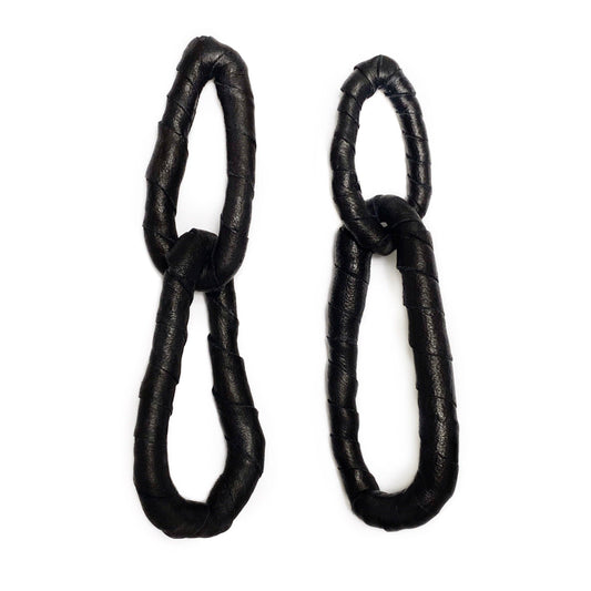 Double Link Leather Earrings