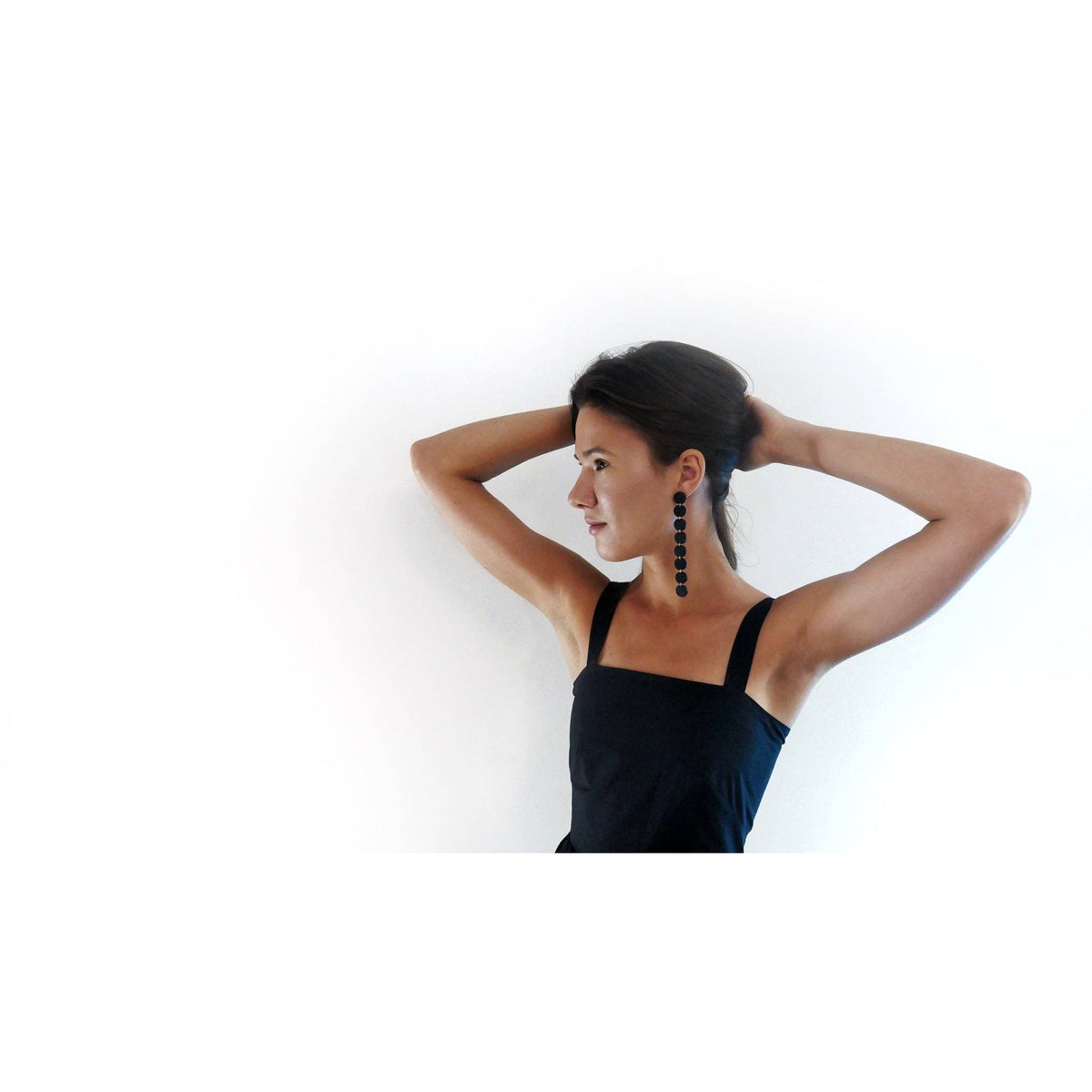Linear Sequin Leather Earrings