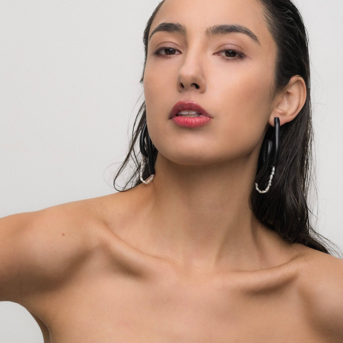 Pearl Twist Leather Earrings