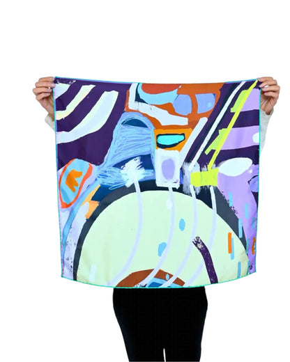 Silk Double Sided Scarf in Midnight Club