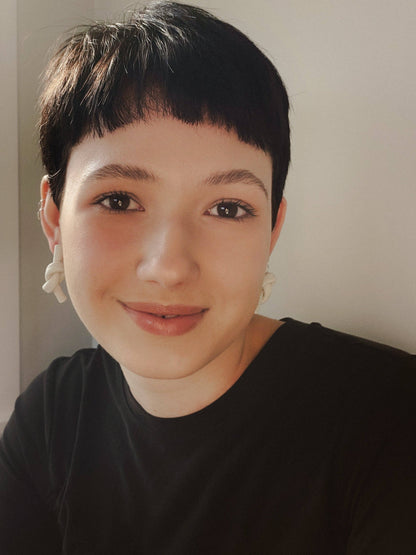 Knot Leather Earrings in Off White