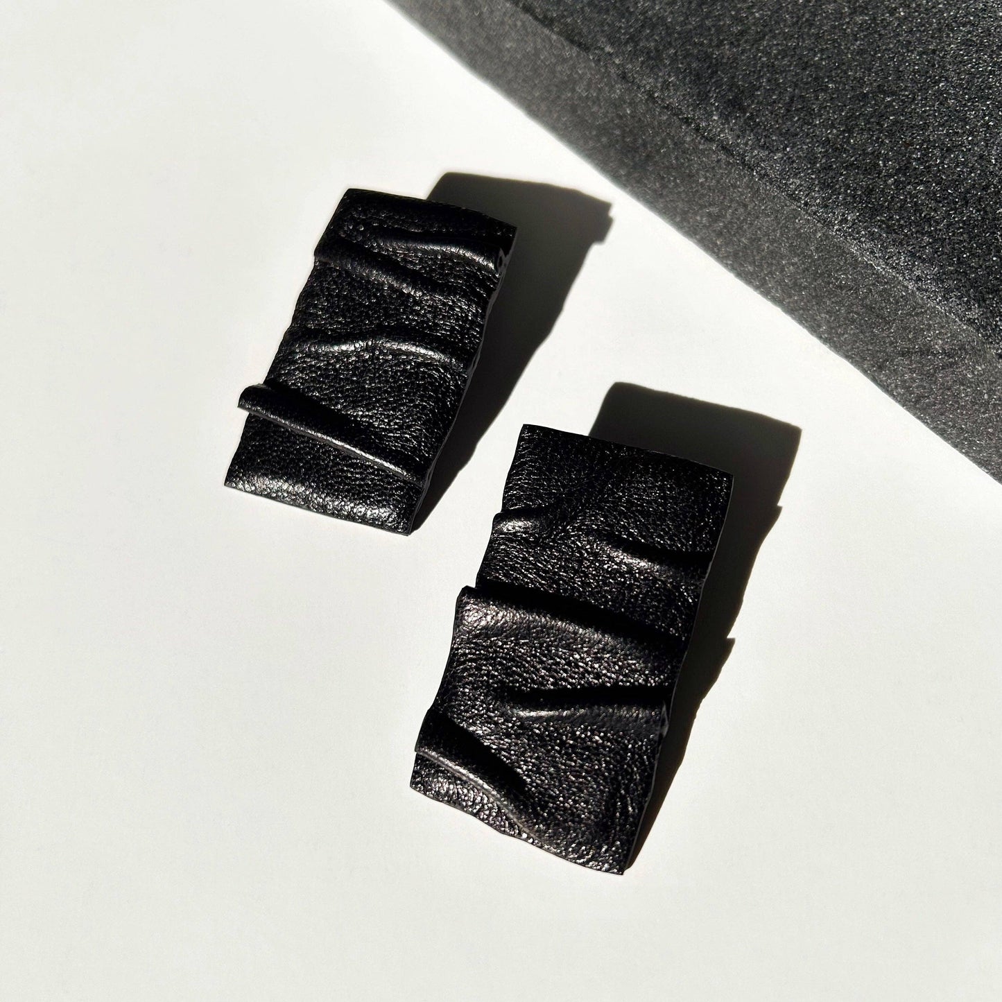 Ripple Leather Stud Earrings