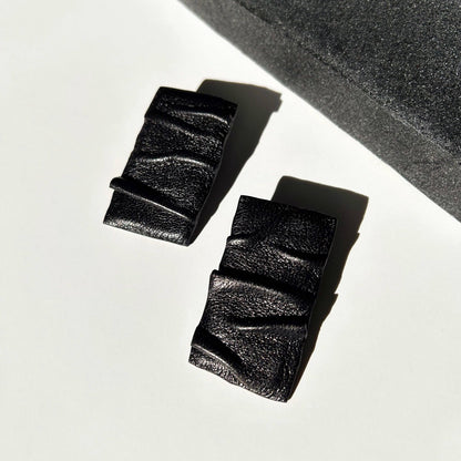 Ripple Leather Stud Earrings