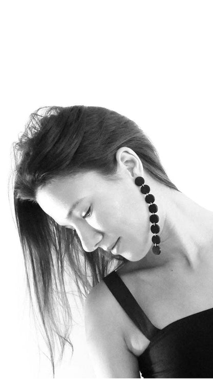 Linear Sequin Leather Earrings