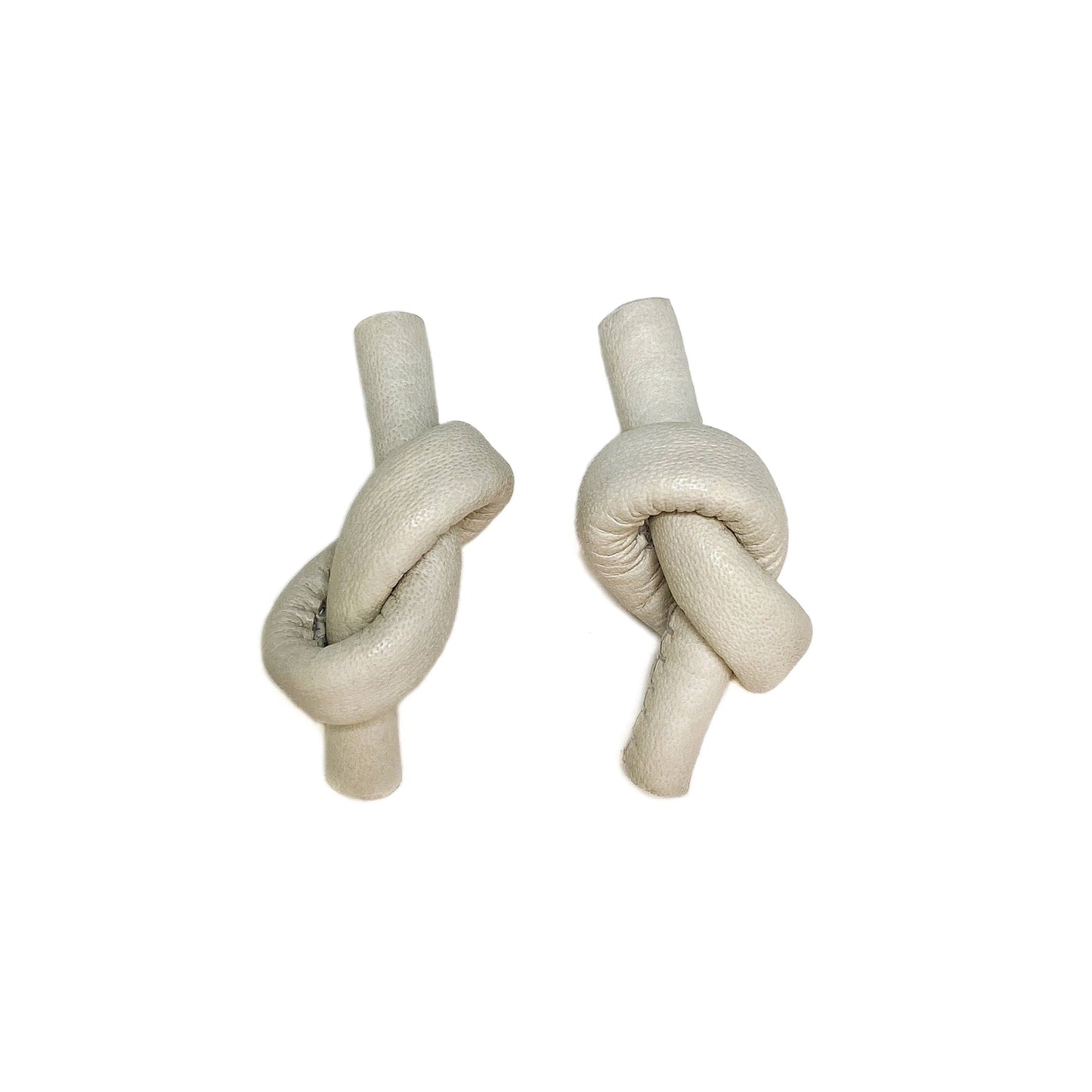 Knot Leather Earrings in Off White