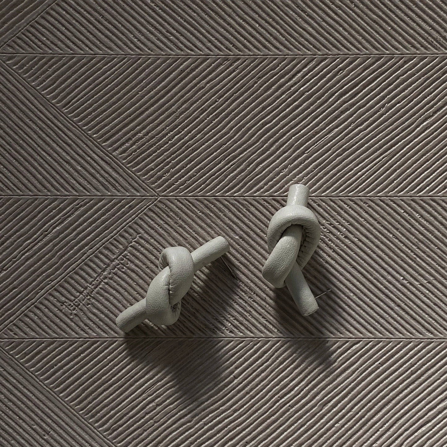 Knot Leather Earrings in Off White