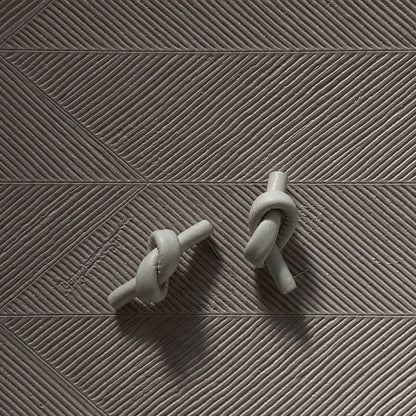 Knot Leather Earrings in Off White