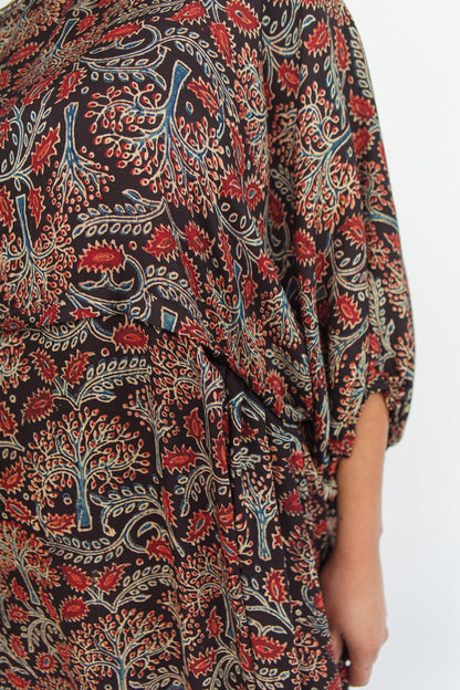 Crinkle Crop Dress in Block Print