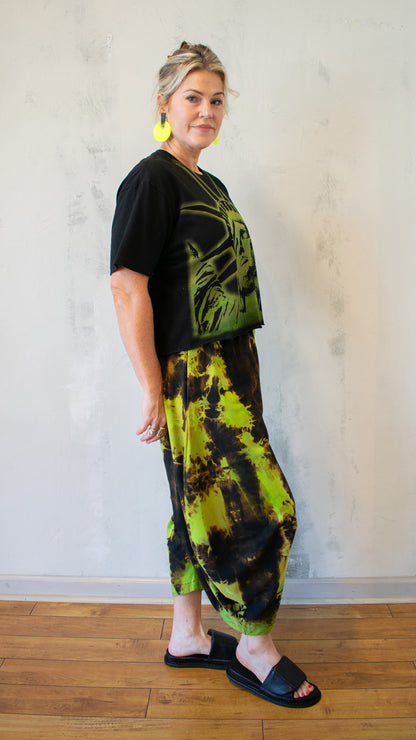 Barrel Shibori Pant in Lime
