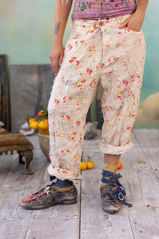 Cotton Linen Miner Pants in Circus Rose