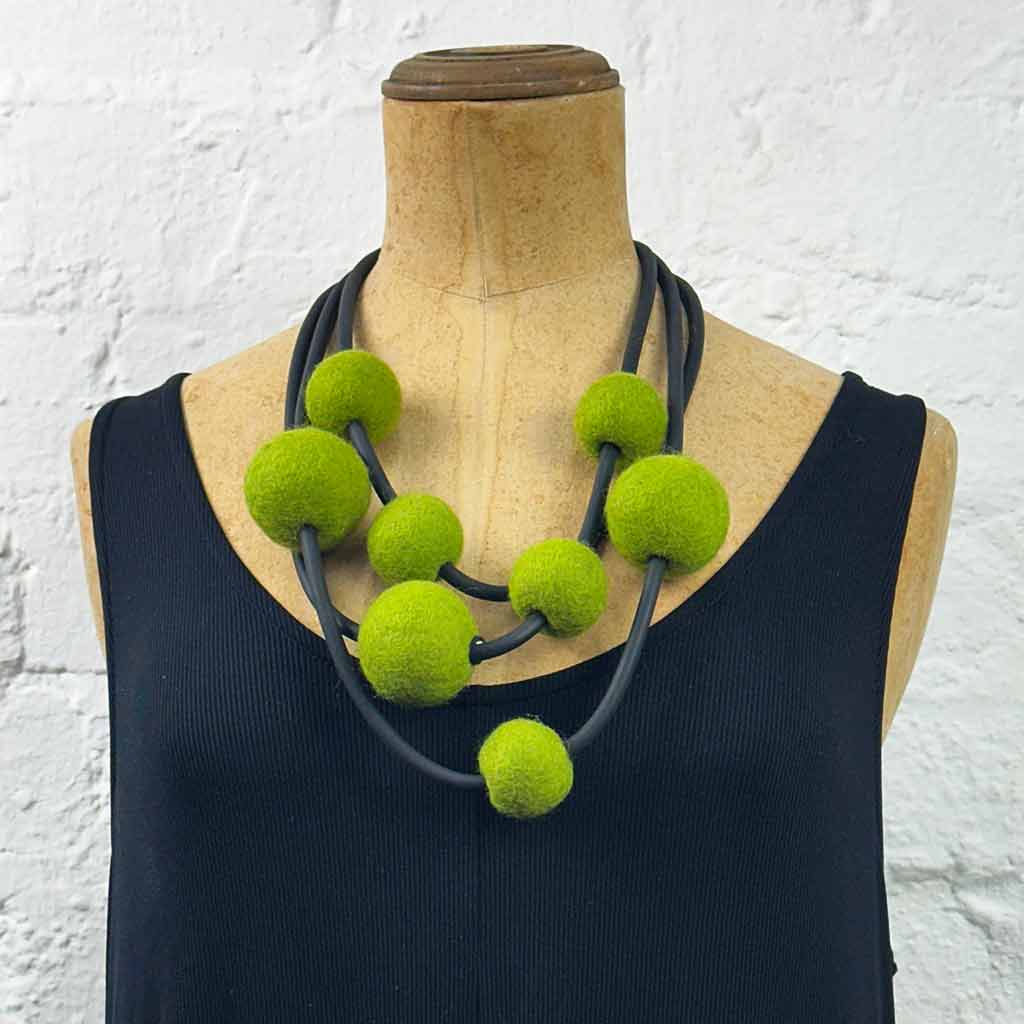 Funky Ball Necklace in Chunky Lime