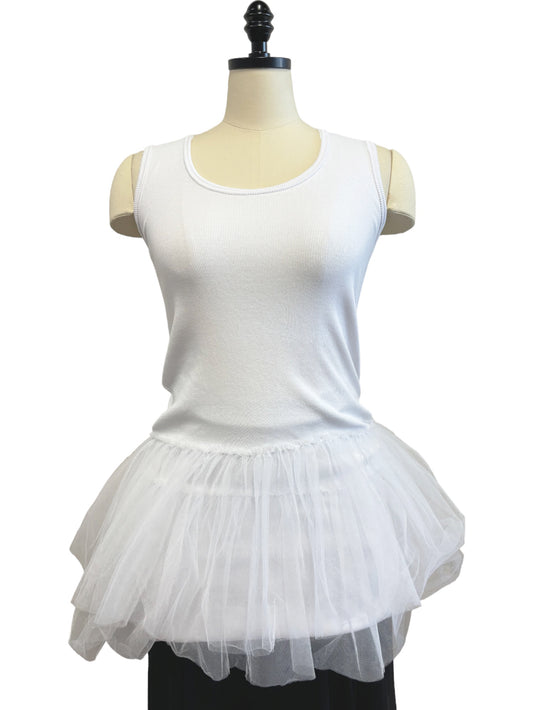 Tulle Tank in White