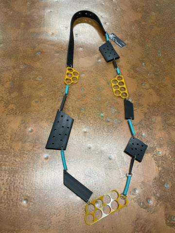Scrap Necklace in Yellow and Teal